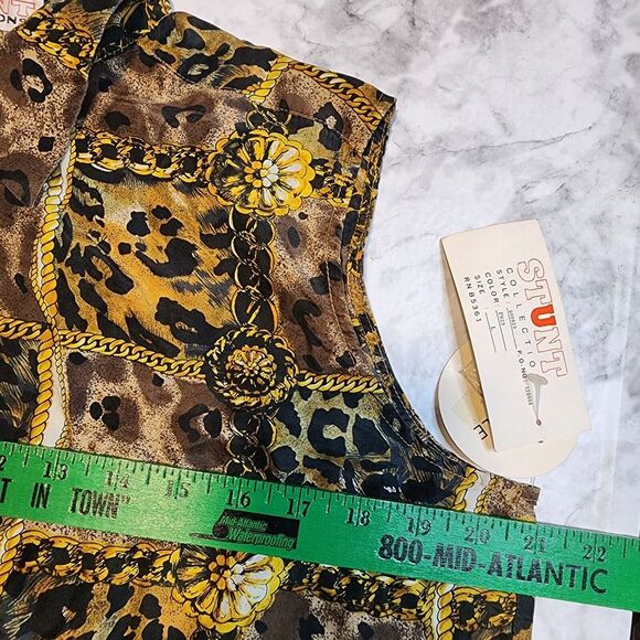 Stunt Collections Vtg Women's Leopard Animal Print Silk Top Blouse Sz Large Nos - Picture 6 of 12